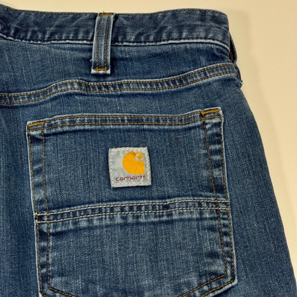 Carhartt Rugged Flex Straight Fit Jeans Mens 36x30 Blue Workwear Distressed